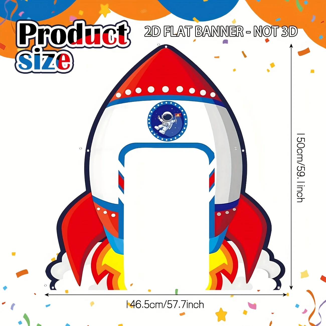 2D-Flachbanner, 1 Stück Space-Geburtstags-Polyester-Banner – Partyzubehör für den Weltraum, Fotohintergrund mit Raketen- und Schiffsflagge