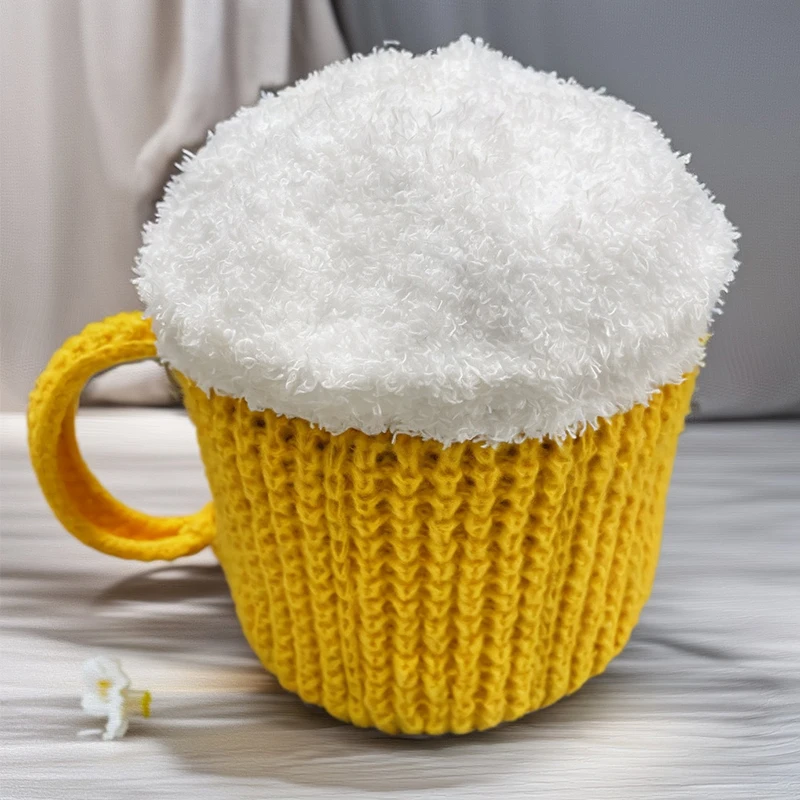 Creative 3D Beer Cup Hat Funny Knitted Pullover Cap Autumn Winter Versatile Unisex Warm Hairline Hat Beer Lovers' Year Presents