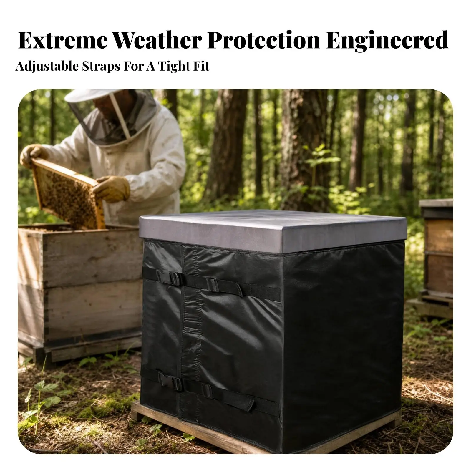 Weatherproof Beehive Windshield Cover 600D Oxford Cloth Insulated Winter Bee Box Protector for Beekeeping Hive Equipment