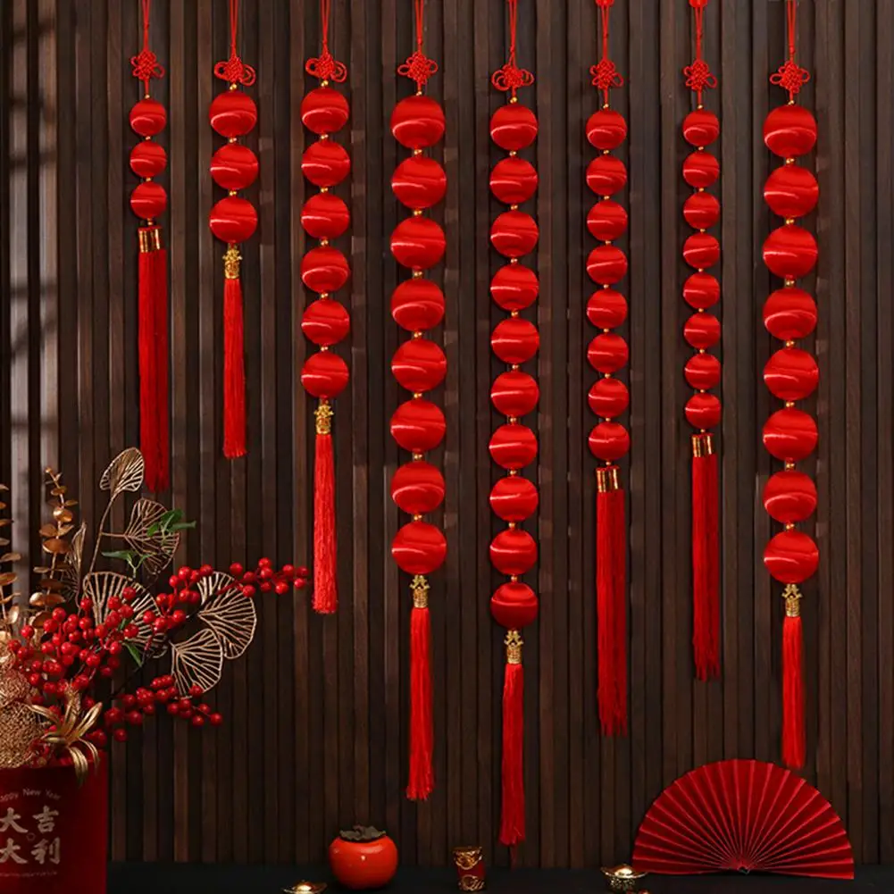 Small Flocking Red Lanterns Chinese Spring Festival New Year Gift DIY Mini Lucky Hanging Lantern