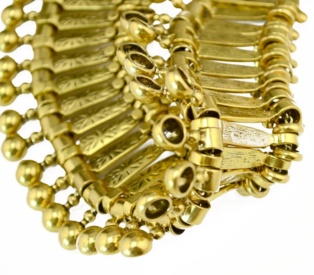 Traditionelle indische afghanische pakistanische ethnische Münzen Quaste Halsband Halskette Vintage goldene Legierung Münzen Kragen Damen Halsschmuck – Detail 9