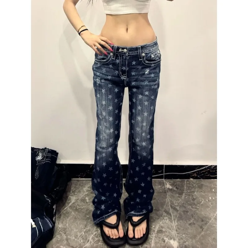 

2026 New Fashion Loose Casual Mopping Pants Wide-Leg Pants Straight Leg Pants Female ﻿Spring Autumn Love Printing Jeans Women