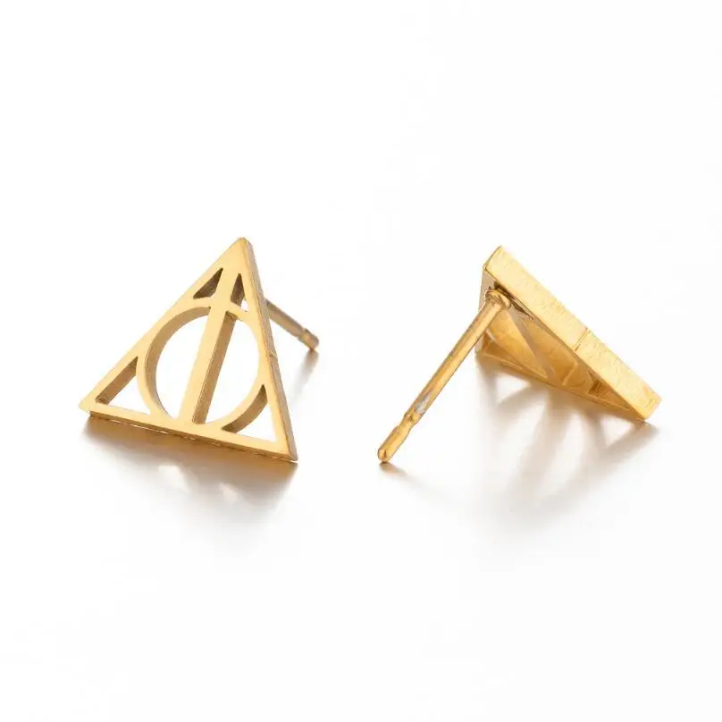 New Cartoon Harries Death Earrings Potters Peripheries Simple Triangular Geometric Pattern Earrings Fashion Gifts for Women 2024