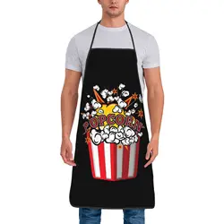 Funny Cartoon Popcorn Bib Apron Men Women Unisex Kitchen Chef Movie Day Snacks Tablier Cuisine for Cooking Baking Painting