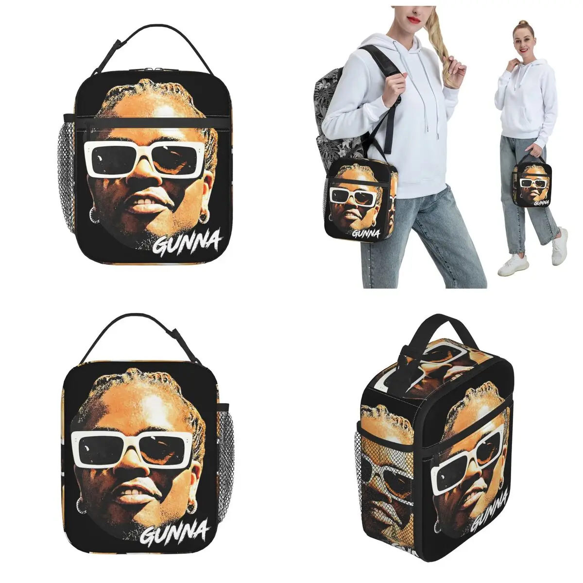 GUNNA Head Rap Rapper Insulated Lunch Bag Food Container Reusable Cooler Thermal Lunch Boxes For Travel