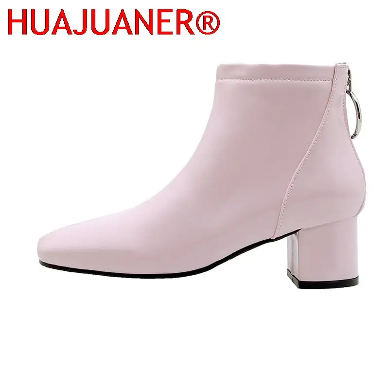 Stivaletti solidi per donna Casual eleganti stivaletti impermeabili rosa rosso bianco stivaletti da donna scarpe da festa di grandi dimensioni