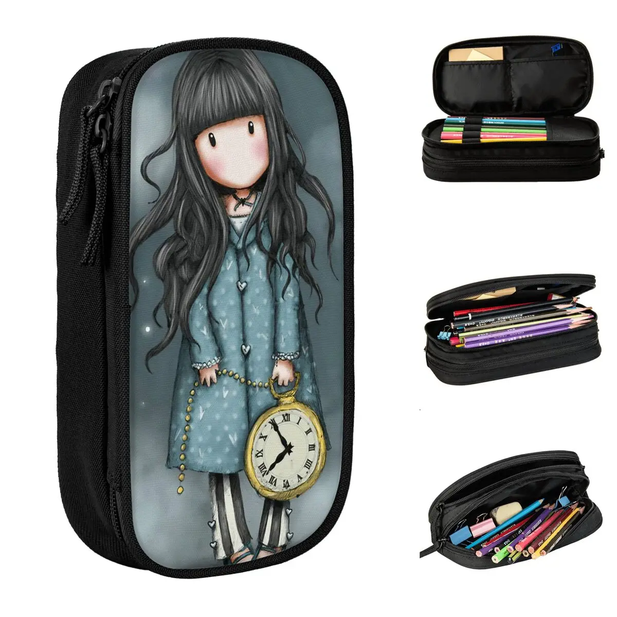 san toroes cute gorjuss cartoon lapis cases pen bags para estudantes grande armazenamento caixa cosmetica para escola estudantes 01