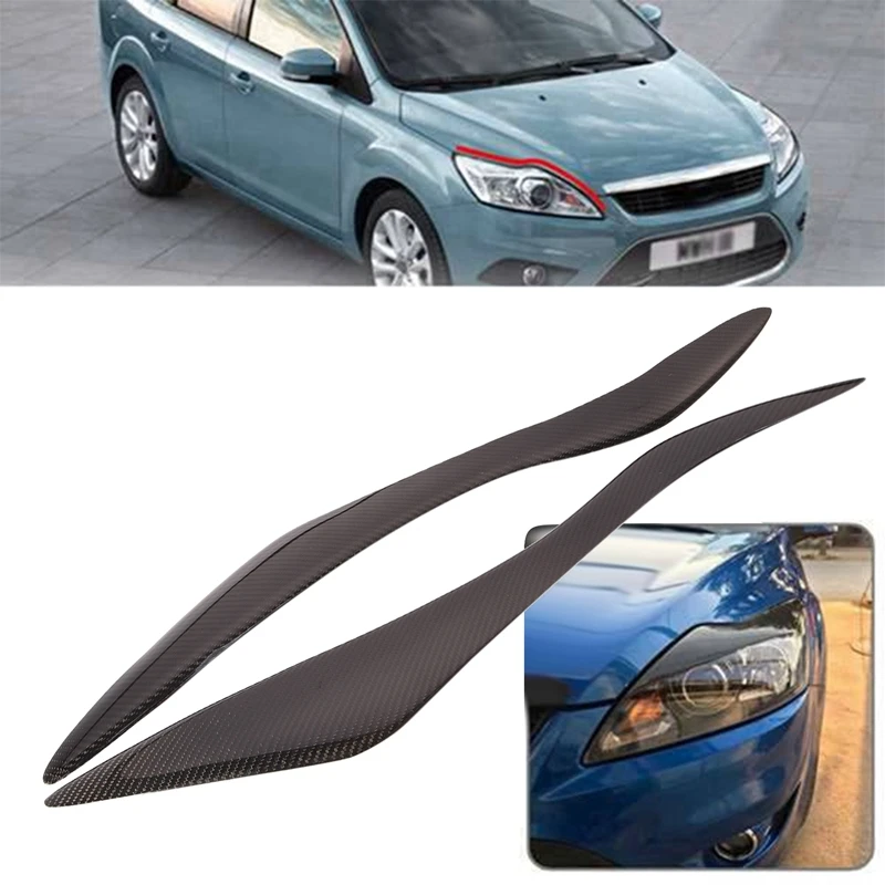 2Pcs Car Headlight Eyebrow Cover Trim Head Light Lamp Sticker For Ford Focus MK3 2012-2014