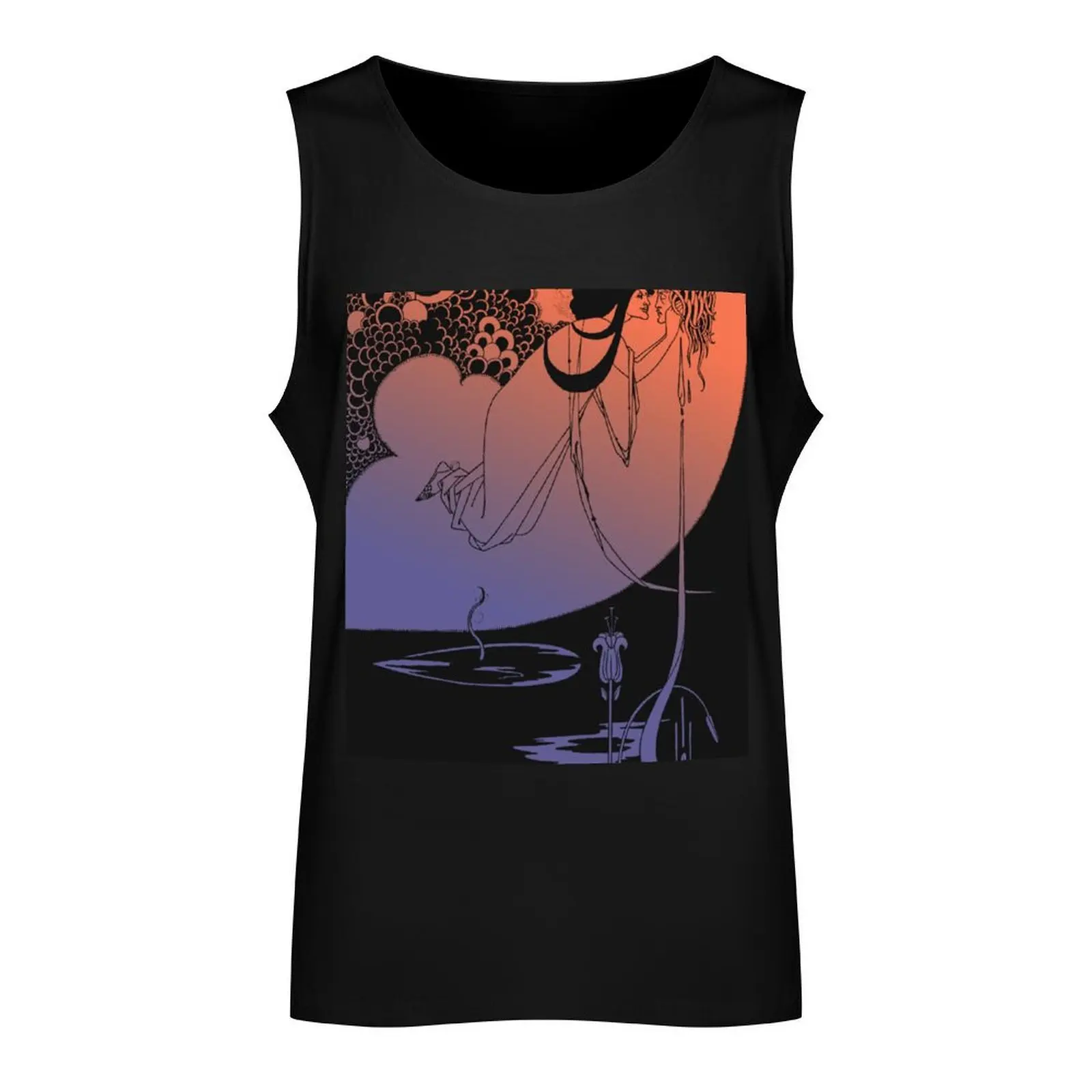 Tinted Aubrey Beardsley The Climax 1893 Orange Blue Tank Top bodybuilding men clothes Fitness men clothing