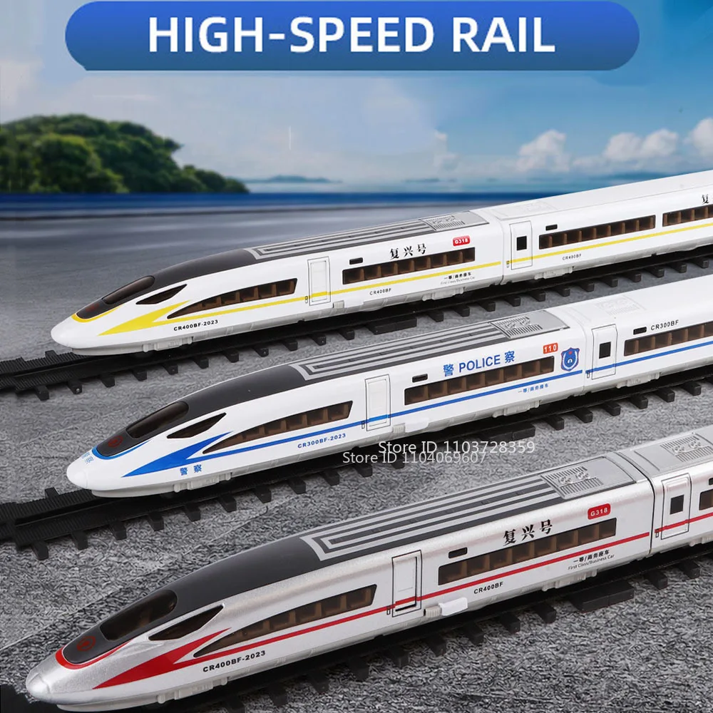 1:60 Scale High-speed Rail Model Miniature Toys Alloy Diecast Rail Cars Sound Light Doors Opened Toy Train Models for Kids Gifts