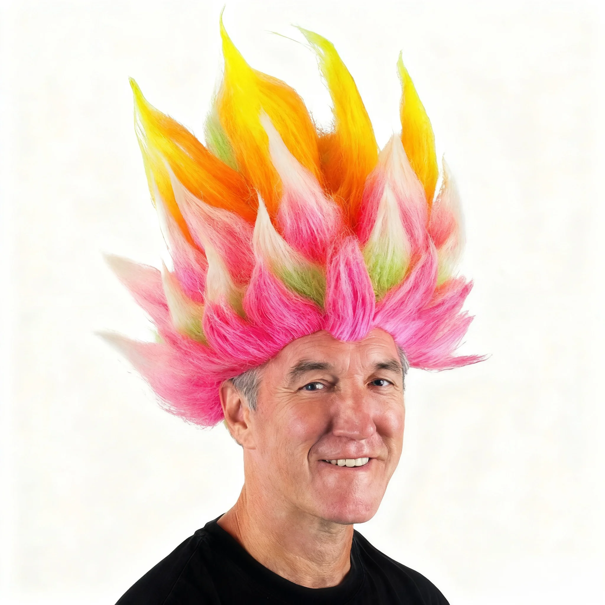 Funny Party Hat Rainbow Troll Wig - Colorful 80s Wig - Neon Spiked Crazy Costume Wig Halloween Music Festival Party Wig
