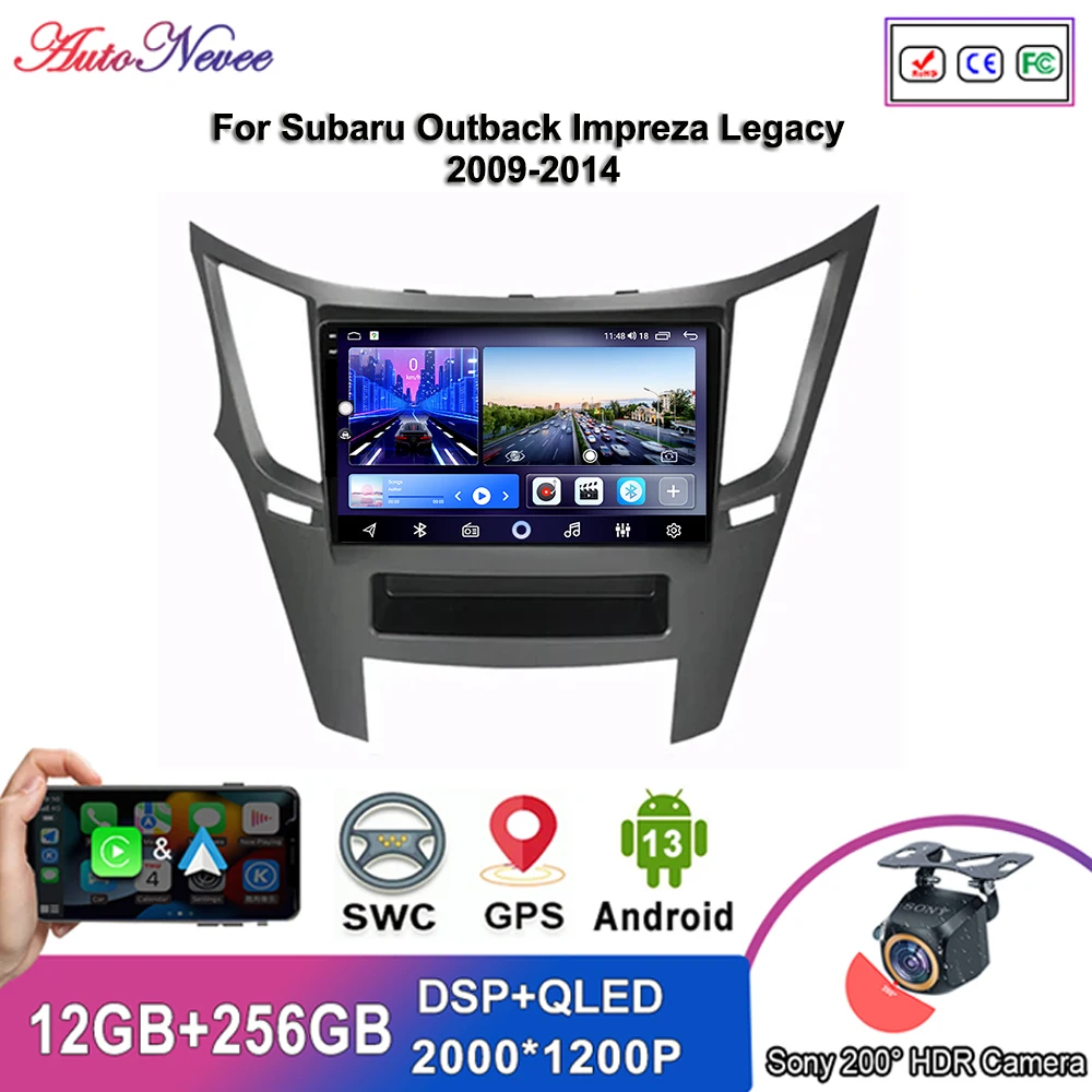 

Android 13 Multimedia For Subaru Outback Impreza Legacy 2009-2014 Car Player GPS Stereo Navigation Radio Screen No 2Din DVD WiFi