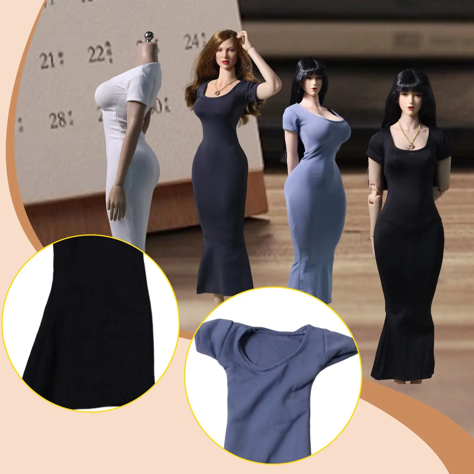 

Одежда для коллекционных фигурок: облегающее платье в масштабе 1/6 для 12-дюймовых фигурок, модная одежда