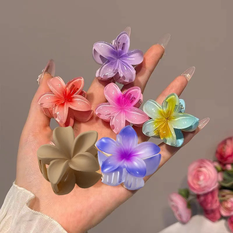 2Pcs Plumeria Flower Clip Small Hair Clip Hairpins for Woman Hairclip Crab for Hair Clamps Korean for Hair Accessories Dropship