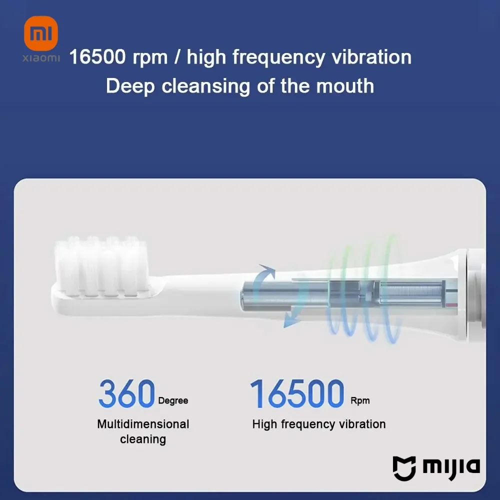 XIAOMI Mijia T100 Sonic Electric Toothbrush Mi Smart Waterproof Tooth Head Brush IPX7 Rechargeable USB for Teeth Brush Whitening