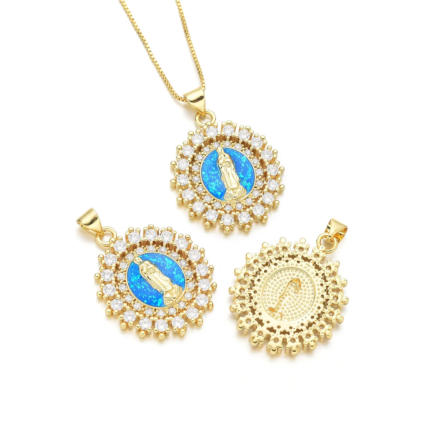 5pcs European and American Opal White Shell Virgin Mary Pendant Accessorie DIY Pearl Necklace Jewelry Making Materials Wholesale