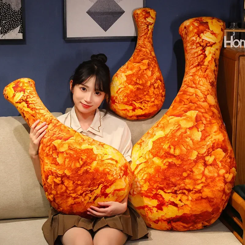Almohada de felpa de pierna de pollo frito simulada, almohada de felpa de comida realista, decoración creativa para sofá y cocina, 20/90/70/100CM