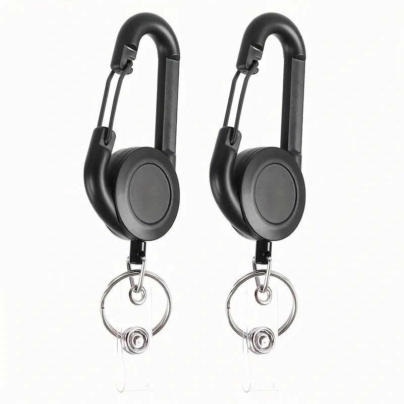 2 Creative Retractable Outdoor Climbing Carabiners with Integrated Keychain, Portable High-Rebound Retractable Anti-Loss Keychain for Men