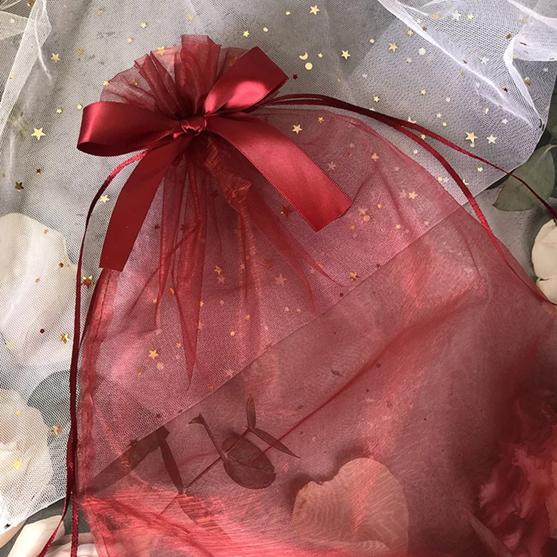 10 pz/lotto sacchetti di Organza con coulisse sacchetto regalo squisita farfalla caramelle imballaggio di stoccaggio di gioielli sacchetti di regali