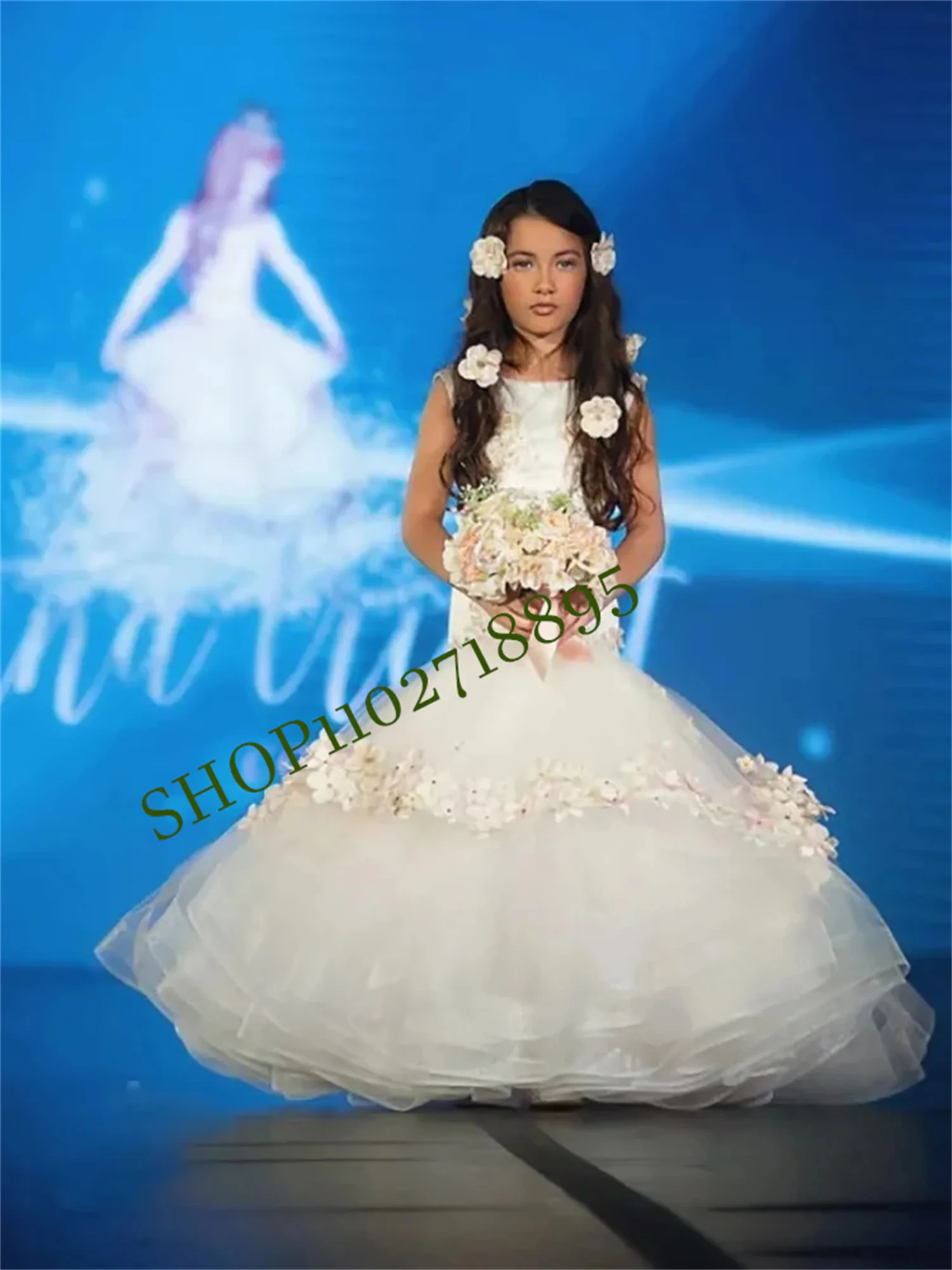 

New Pretty Blush Pink Ball Gown Flower Girl Dresses For Weddings Princess Communion Pageant Gowns Prom