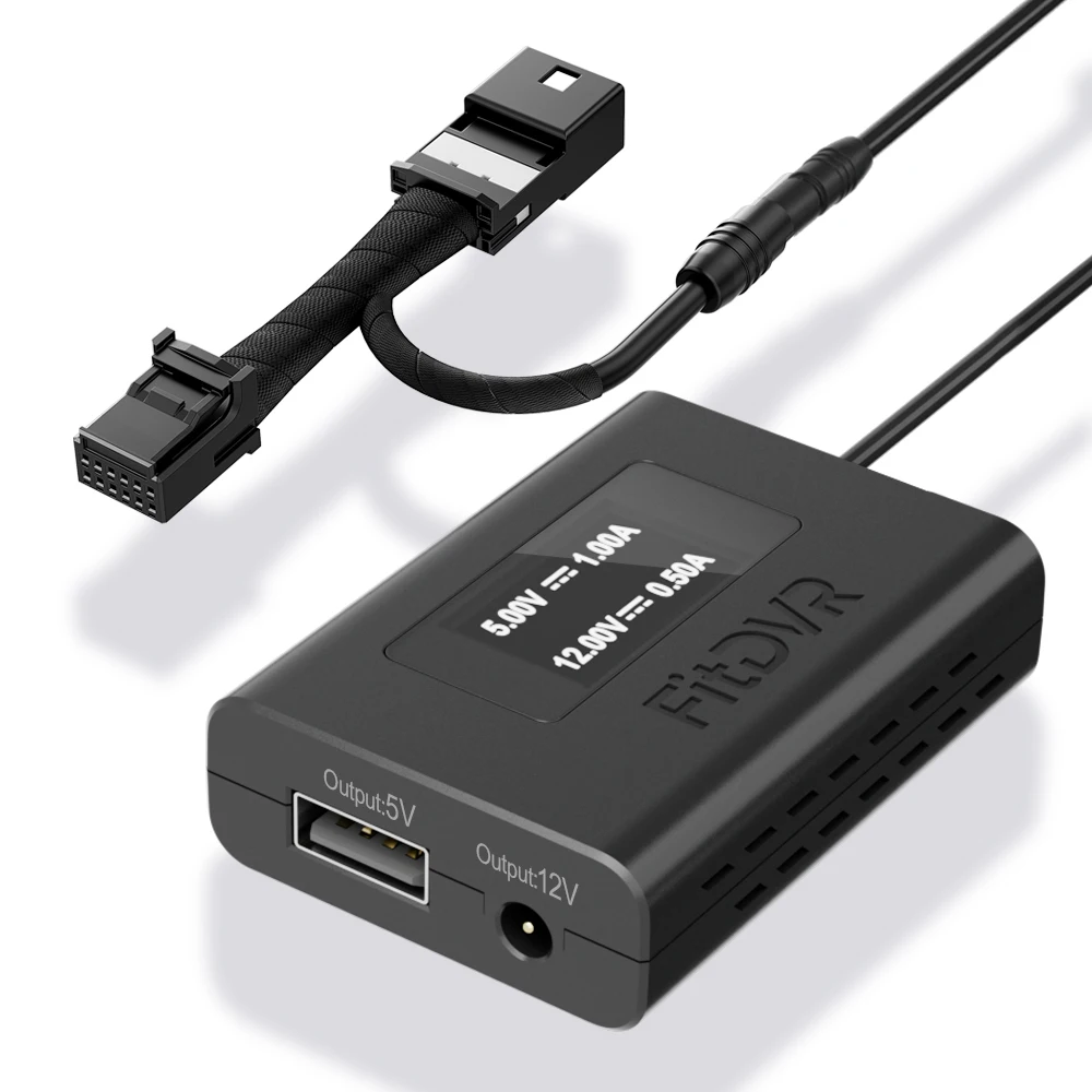 

FitDVR Dash Cam Power Adapter (Rear view mirror 12-Pin) for Lexus ES and Toyota , LED Display, USB Power Source, D3-041