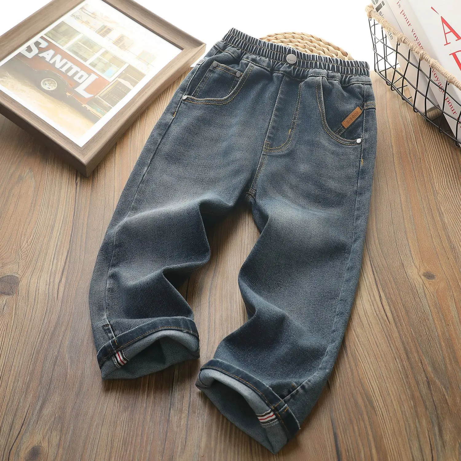 

Girls Jeans High-elastic washed Denim Straight-leg Pants Long trousers 2024 Autumn New kids clothes