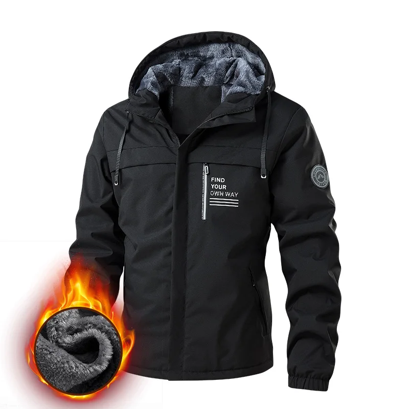 Chaqueta informal de lana para hombre, abrigo liso grueso y versátil a prueba de viento, moda de invierno, Parka cómoda para mantener el calor con capucha