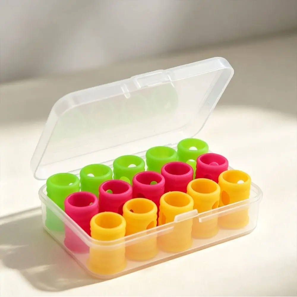 15Pcs Plastic Padel Racket Dampeners Colorful Ring Shape Tennis Racket Dampener Vibration Reducing Clear Storage Case