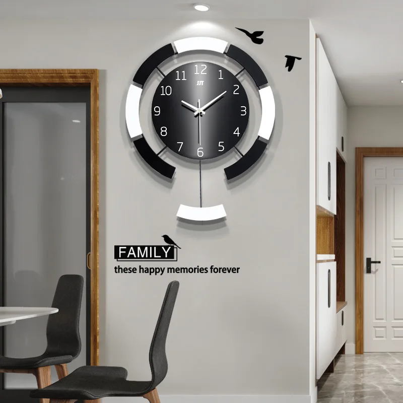 Cool Simple Clock Wall Clock Living Room Creative Wood Clock Household Art Decoration Quartz Clock Electronic, Wall Clocks,