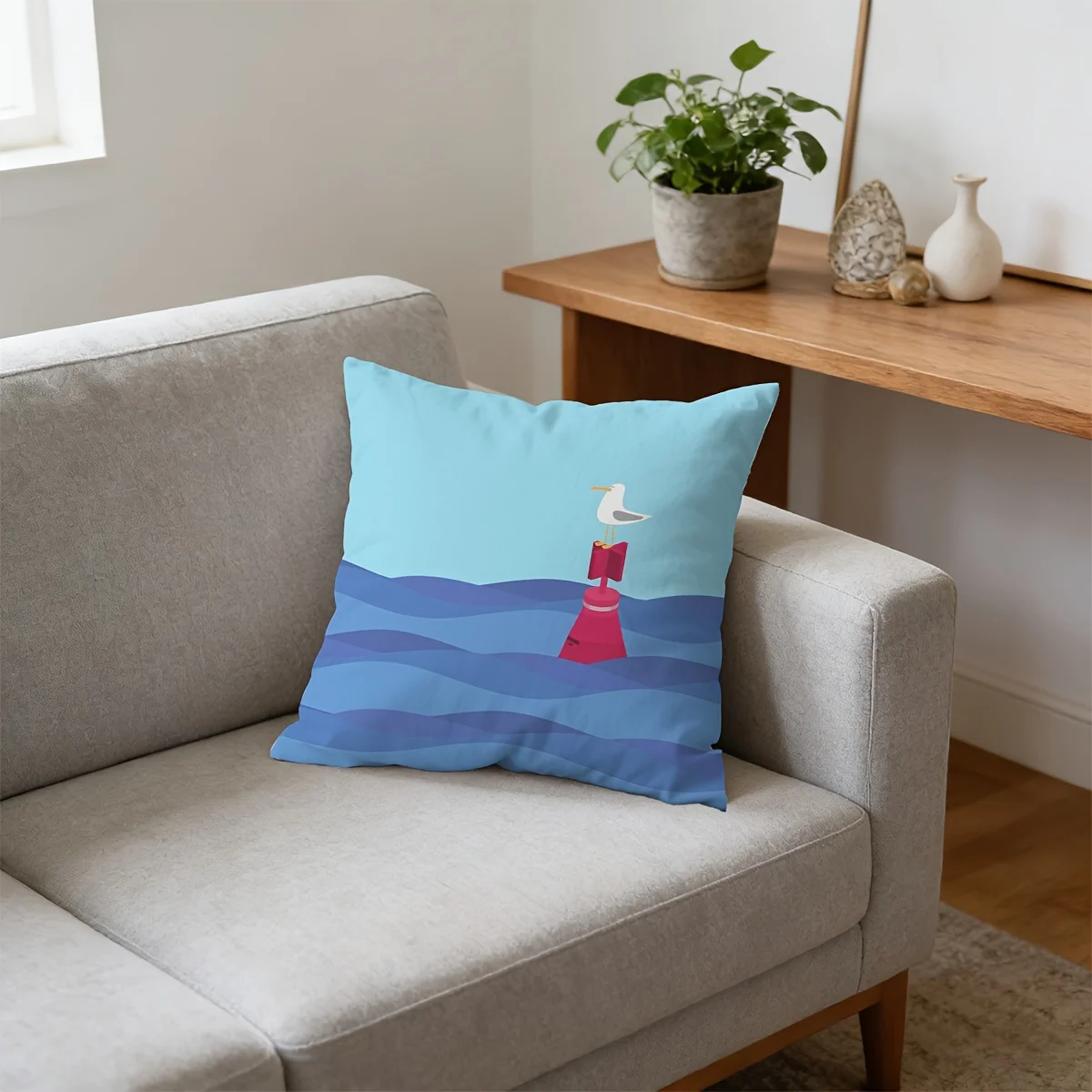 1pc Seagull & Ocean Theme Pillow Cover (No Pillow Insert), Ideal for Birthday & Valentine's Day Gifts, Perfect Home Decor