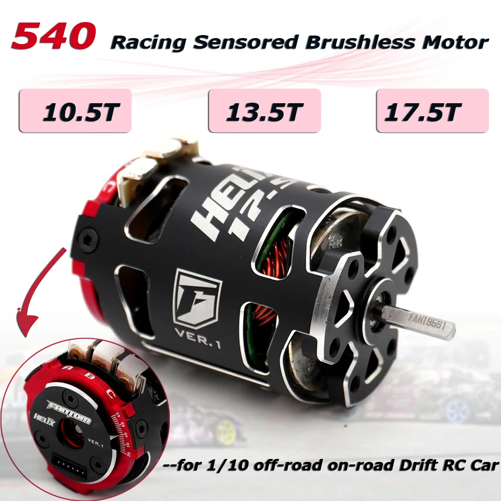 RC Racing Motor 540 Sensored Brushless Motor 10.5T 13.5T 17.5T for 1/10 Axial TRX4 SCX10 AXI03007 90046 Redcat Gen8 RC Drift Car