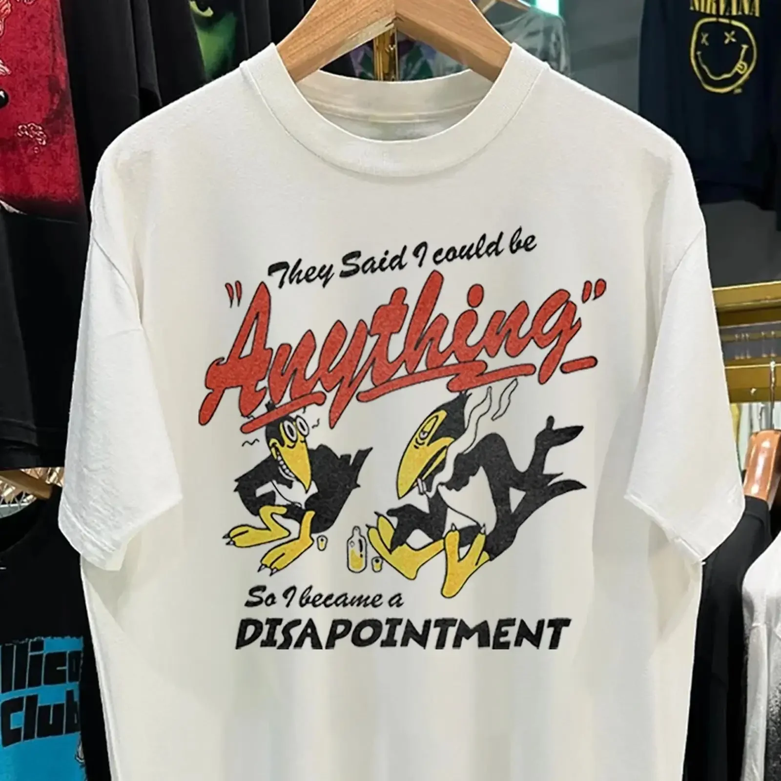 Disappointment Heckle Jeckle Rare T Shirt White XXL vintage Washed fashion Comfortable Soft graphic Unisex streetwear Casual