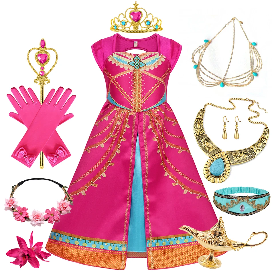 

Jasmine Dress Children Carnival Birthday Party Cosplay Princess Vestidos Halloween Clothing Set Girls Stage Performance Costume