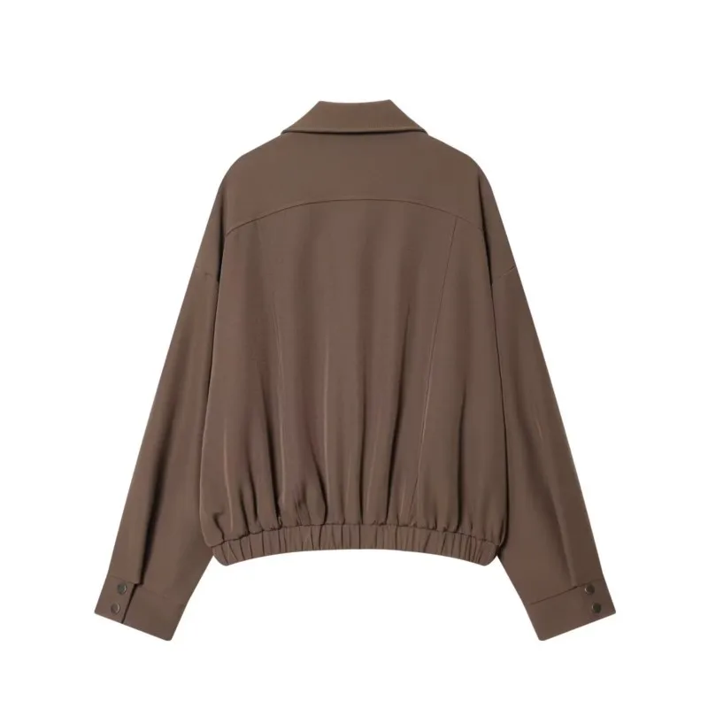 春の女性用ハイウエストパンツセット、ツーピース、長袖クロスオーバーボンバージャケット（ジッパー付き）、キャロットパンツ、女性用アウトフィット