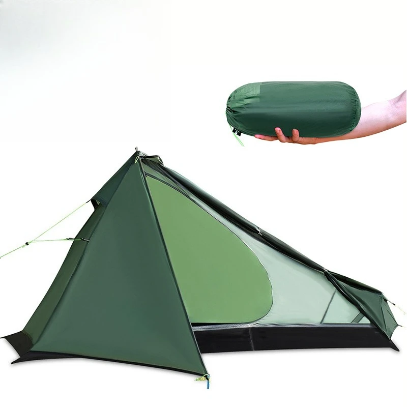 

Ultra-light single tent outdoor coated silicon nylon tear-resistant triangle camping mountaineering waterproof pyramid