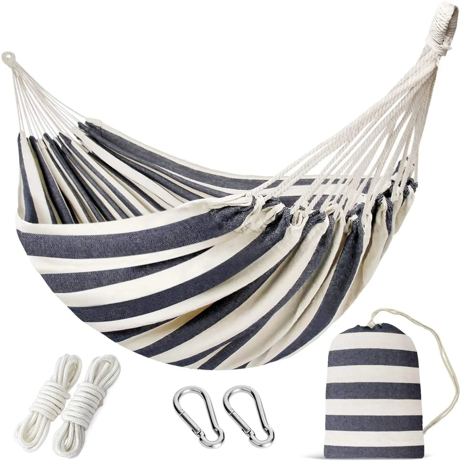 

Double Hammock 2 Persons Hammock Portable Hanging Camping Bed Soft Cotton Hammock With Carrying Bag,Tree Straps