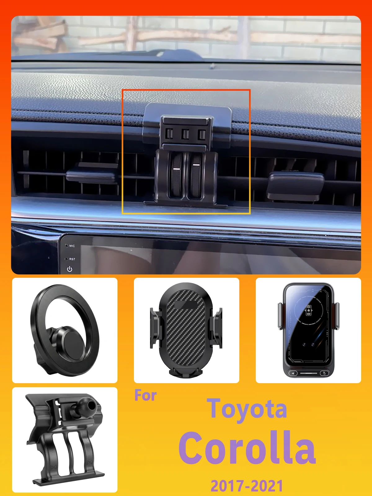 Design für Toyota Corolla E170 2014 2015 2016, maßgeschneiderte Auto-Handyhalterung, sichere Clip-On-Halterung, intelligente Handyhalterung mit Sensorbasis – Detail 1