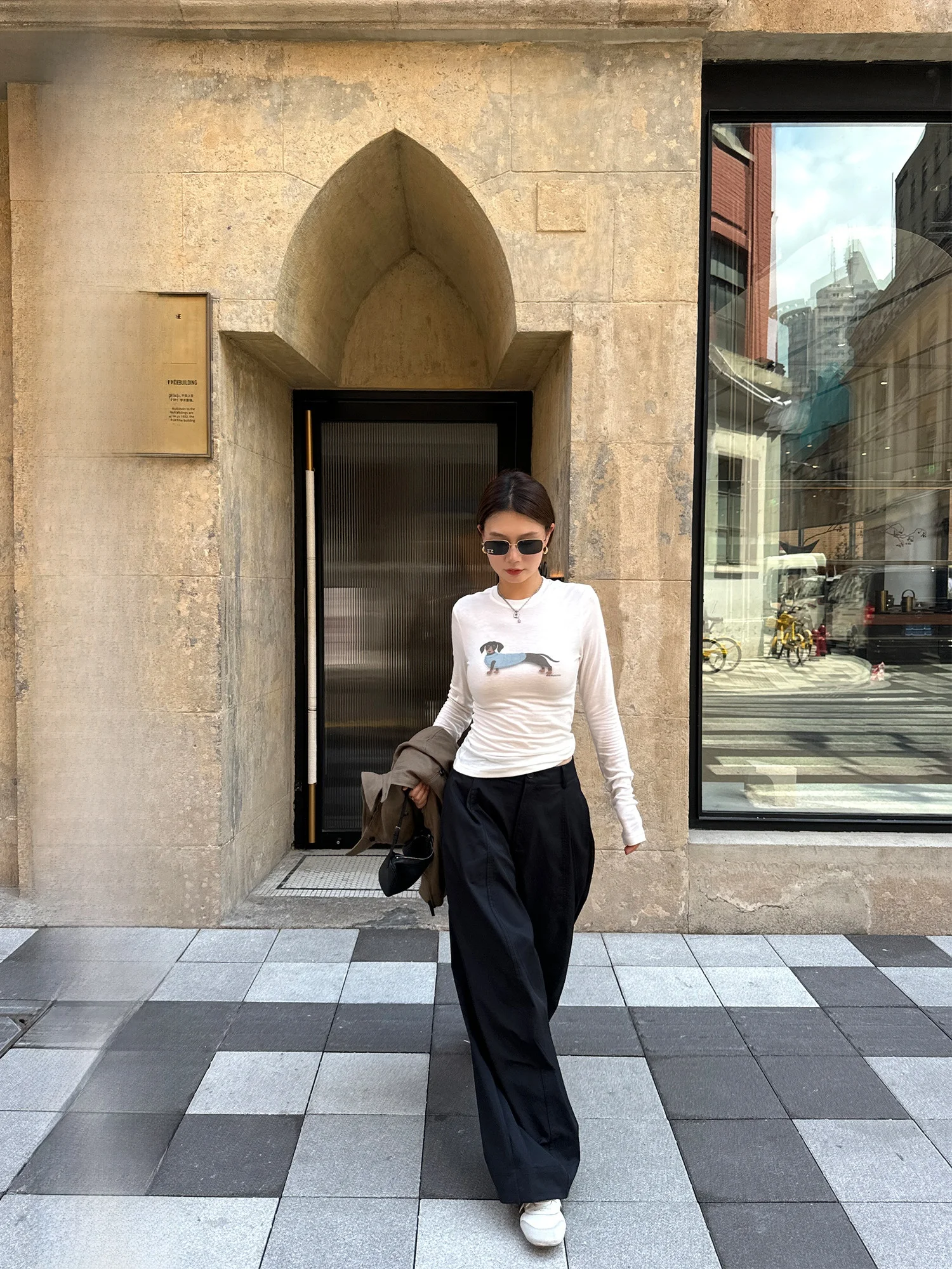 

Autumn Long Sve Women's T-irt YANGLE New 2025 Silk Wool Slimming Dog Print Base Layer Casual Sle Comfortable Breathable