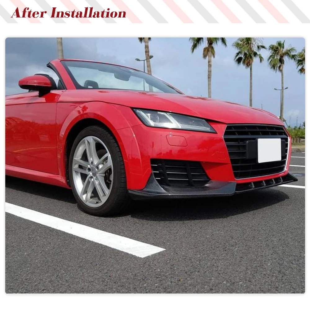 Carbon Fiber Car Front Bumper Lip Spoiler Splitters for Audi TT Standard Base 2015 - 2018 Mk3 Car Front Bumper Body Kits Spoiler