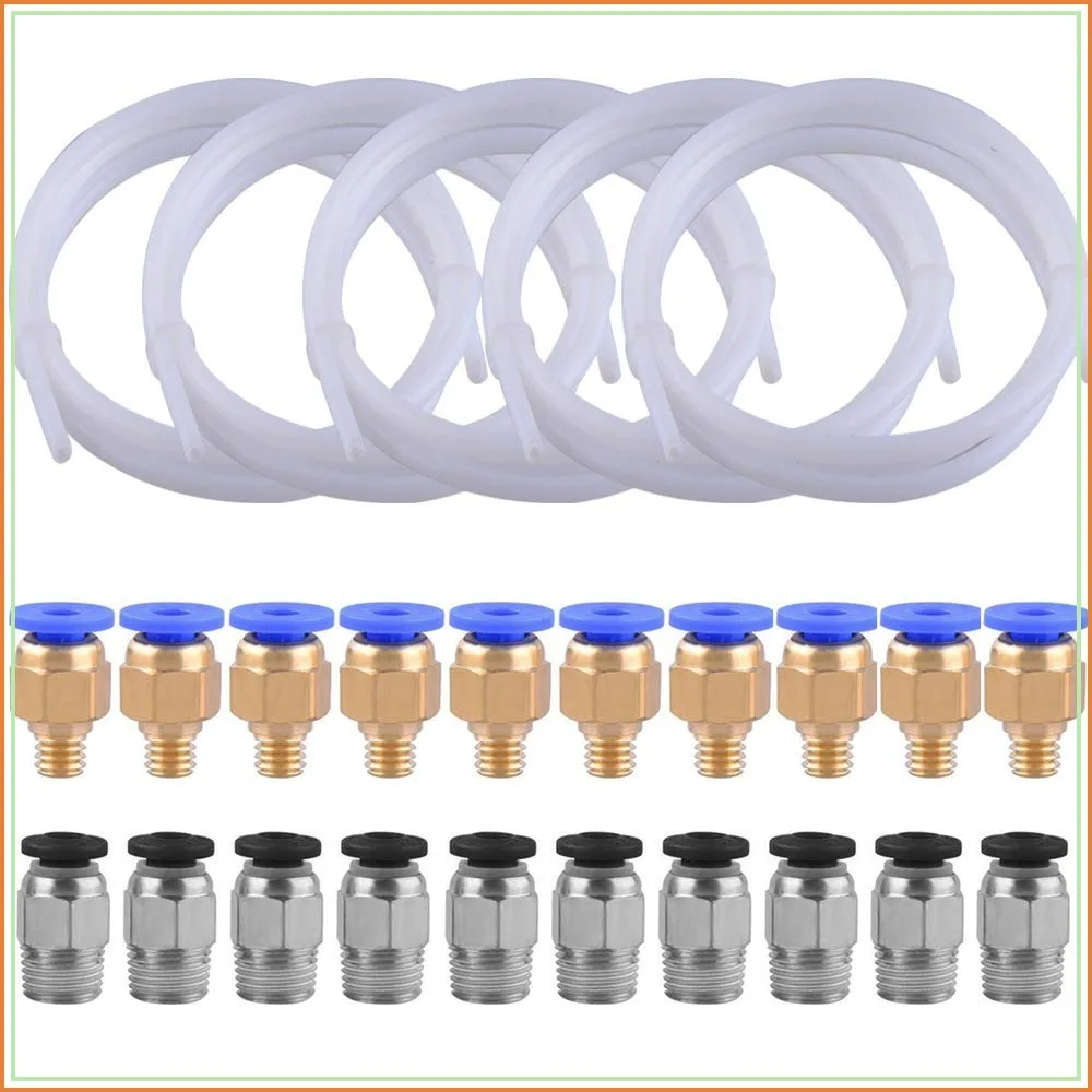 

5PCS PTFE Tube 1M + 10PC4-M6 + 10PC4-M10 Fittings for 3D Printer 1.75mm Filament