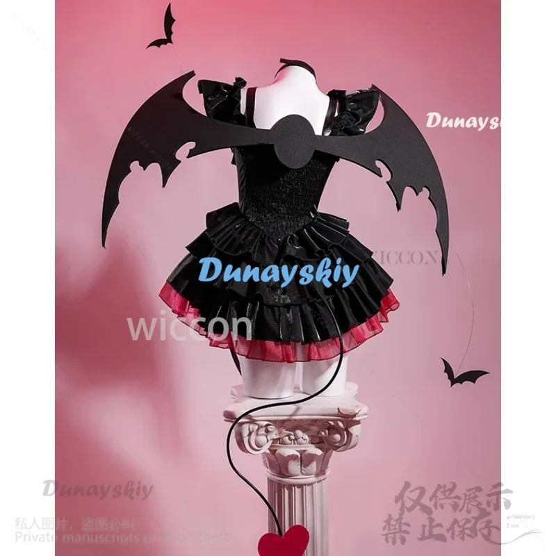 코스프레 애니메이션 게임 프로젝트 세카이 코스프레 테토 VTuber 코스튬 드레스 로리타 다크 리틀 데빌 윙 레드 가발 할로윈 소품 커스텀