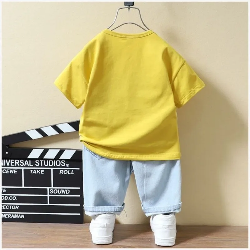 Boys Summer Clothes New Boutique Design Outfits Cotton Set Baby Boys Short Sleeve Shirt Jeans Shorts 2pcs Clothing Children 2-7Y