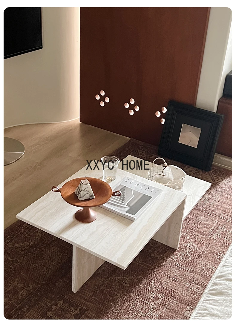 Natural Cave Stone Tea Table Marble Living Room Simple Modern Geometric Table