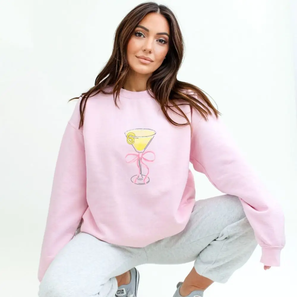 Coquette Zitronen tropfen Cocktail Sweatshirt Zitronen tropfen Martini Rundhals ausschnitt T-Shirt Bachelorette Party Shirt Pullover Geschenk für Mädchen gebraten