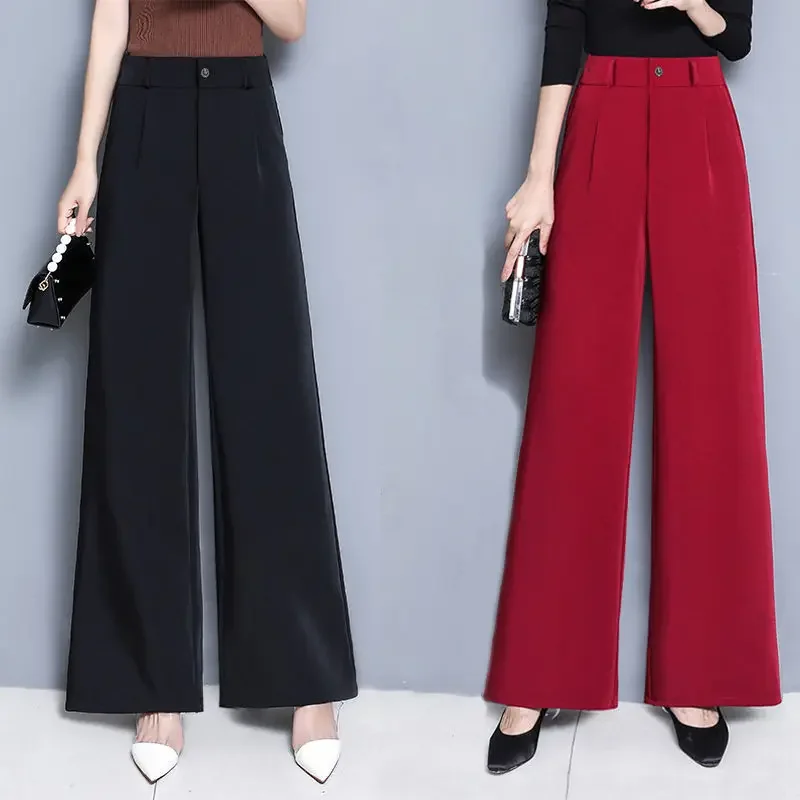 

Autumn Winter Casual Wide Leg Pants Women High Waist Street Basic Loose Sweat Trousers Korean Retro Black Office Lady Z21