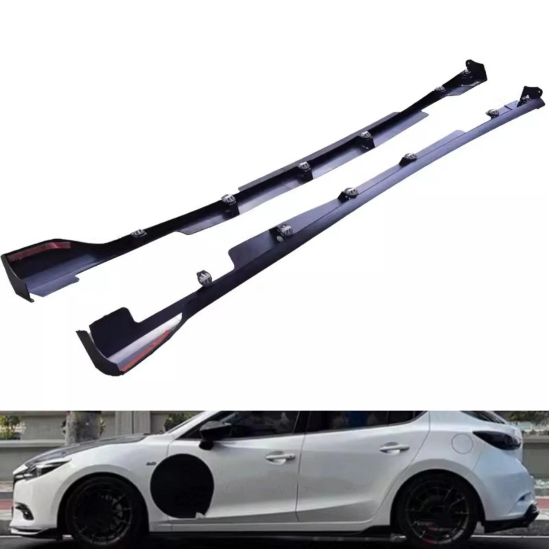 Unpainted Side Skirt for Mazda 3 Axela 2017-2019 Modified MS Style Side Shovel Surround Body Kit Car Accessories