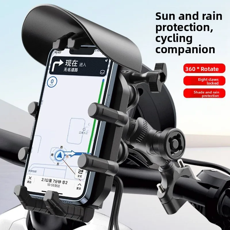 New Motorcycle Phone Holder, 15W Fast Wireless Charging, Shockproof Navigation Bracket with Anti-Theft Lock, Universal