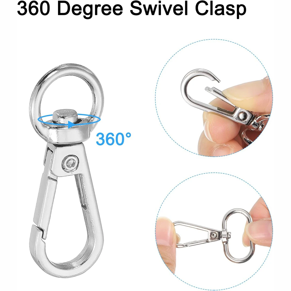 10/15 Sets Swivel Snap Hooks with Split Key Rings Lobster Claw Trigger Clasps for Keychain Clip Lanyard Bag Purse Tag view 2