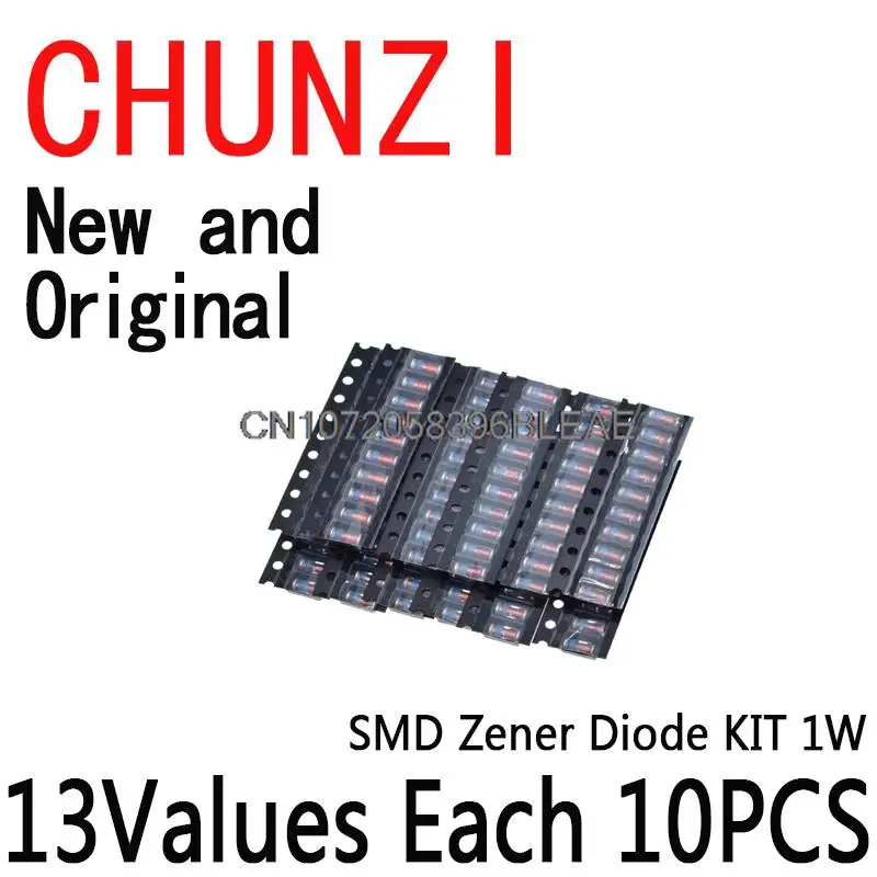 13kinds*10PCS=130PCS 3V3-36V ZM4728A ZM4732A ZM4733A ZM4737A ZM4740A ZM4742A ZM4744A ZM4745A LL41 SMD Zener Diode KIT 1W