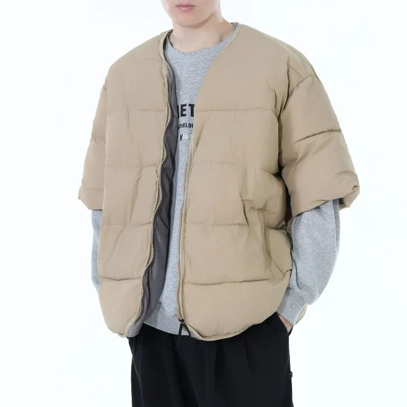 Korean Fashion Vests Warm Men and Women Half-sleeved Vest Jackets Winter Fashion Couple Cotton-Padded Vest Coats Warm Waistcoats